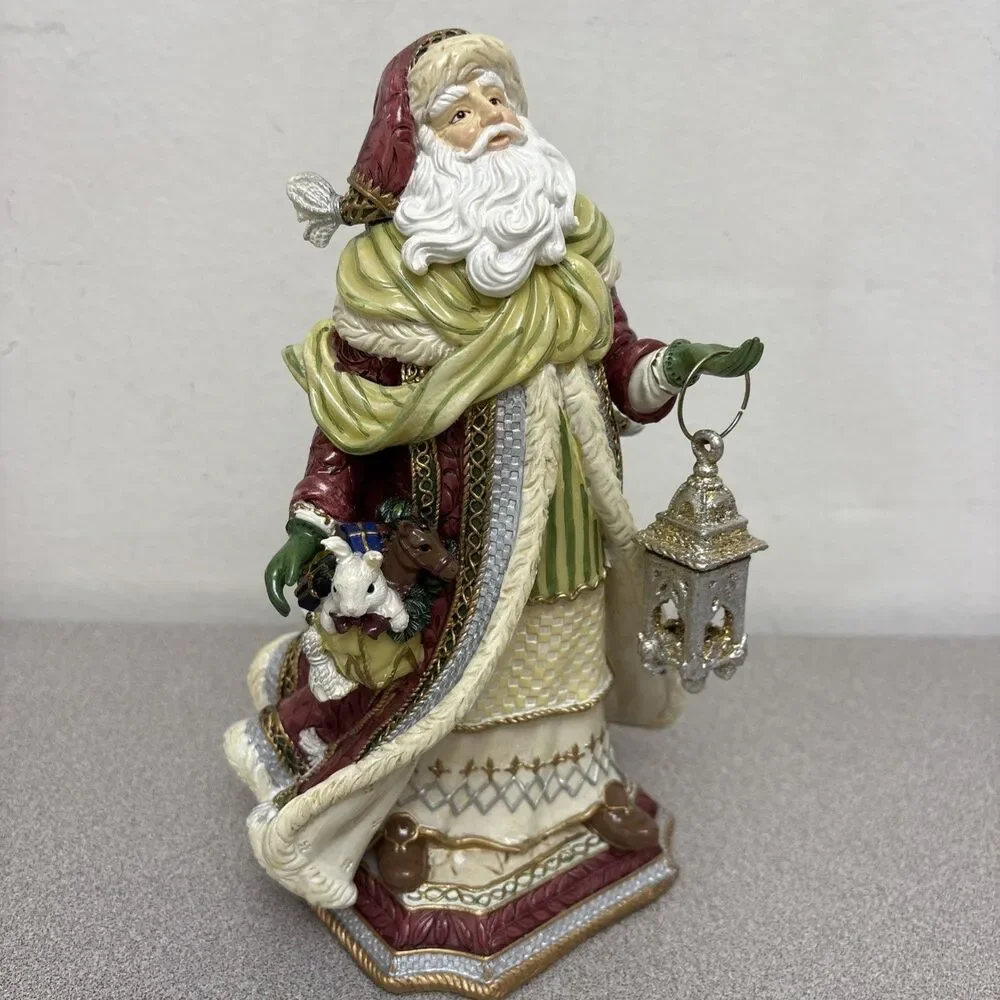 Fitz & Floyd RARE Gregorian Musical RED CLOAK, 9” Santa Figurine With‎ Lantern